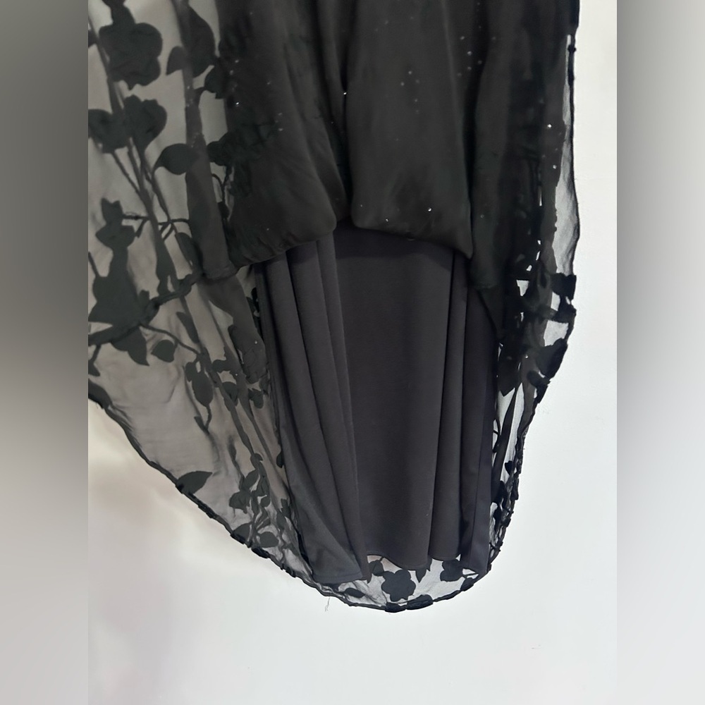 XSCAPE Black Velvet Burnout Silk Beaded Maxi Skirt 16 Formal Evening Wedding - Picture 13 of 15